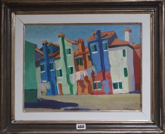 Robert Ferruzzi, oil on board, Buscuno, Venice, signed, 29 x 39cm